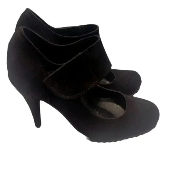 Pedro Garcia Black suede stylish day 2 nite platform Maryjane Velcro heel pump 8 - Picture 3 of 6